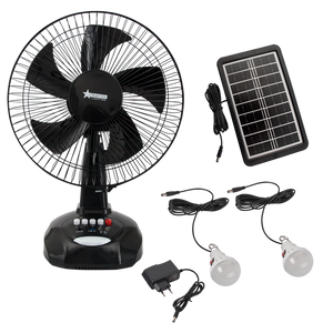 12" Inch Solar & Mains Rechargeable Desk Fan with Lights - Future Light - LED Lights South Africa