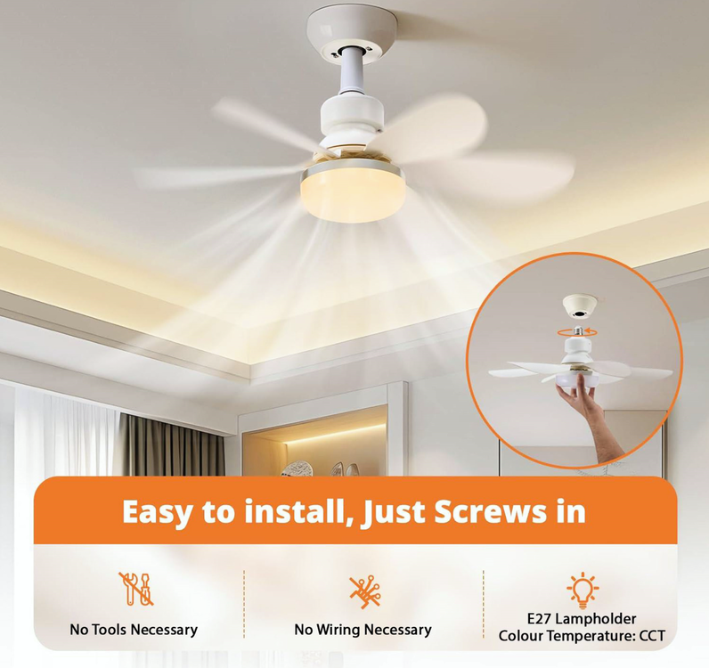 Mini E27 Plastic Ceiling Fan with Light and Remote Control (Launch Special) - Future Light - LED Lights South Africa