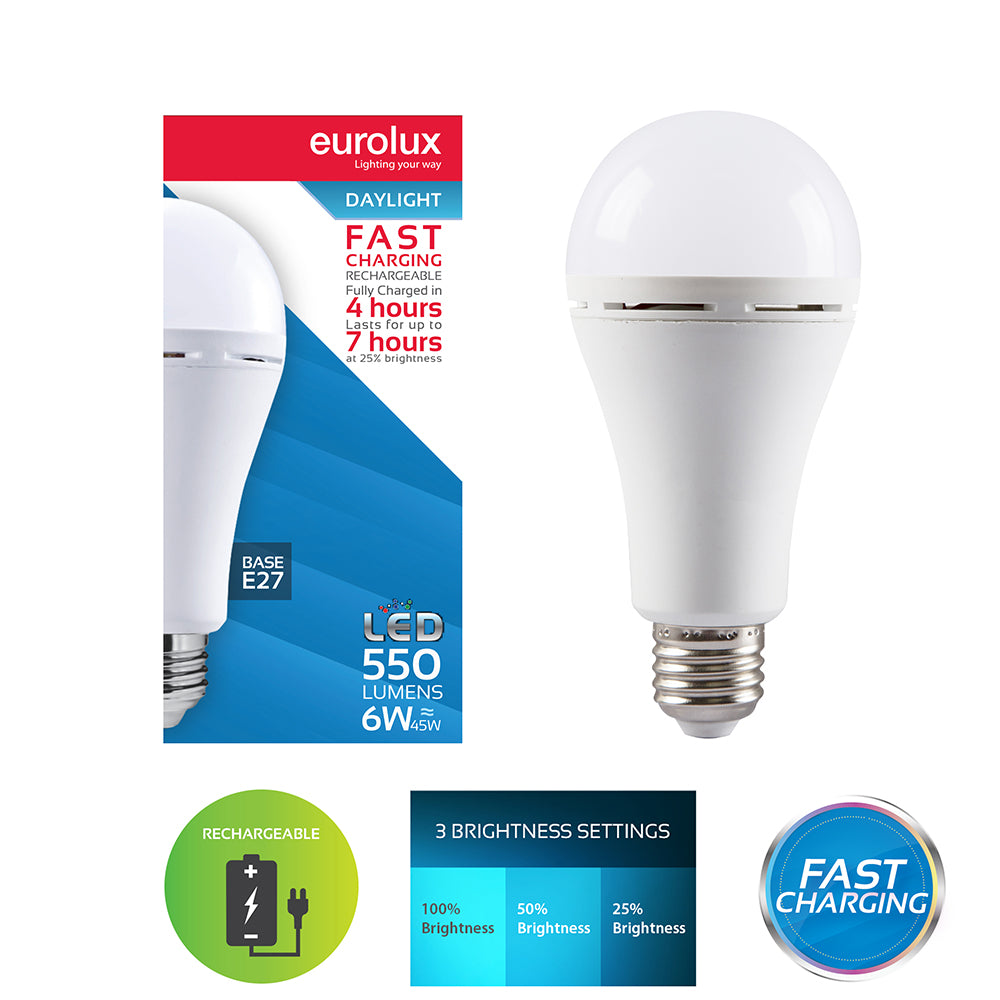 Fast Rechargeable 6W Daylight LED Bulb - Future Light - LED Lights South Africa