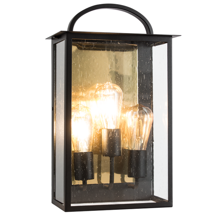 Frankfort Triple Black & Gold Outdoor Wall Light (Launch Special) - Future Light - LED Lights South Africa