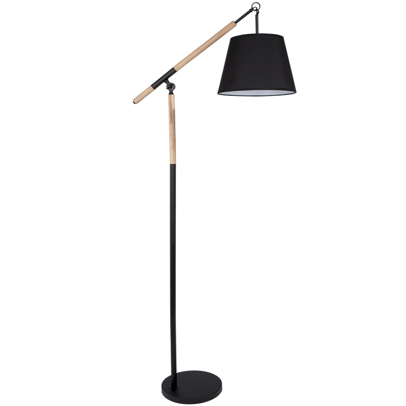 Black & Wood Floor Lamp - Nordic Arc for Cozy Living Spaces