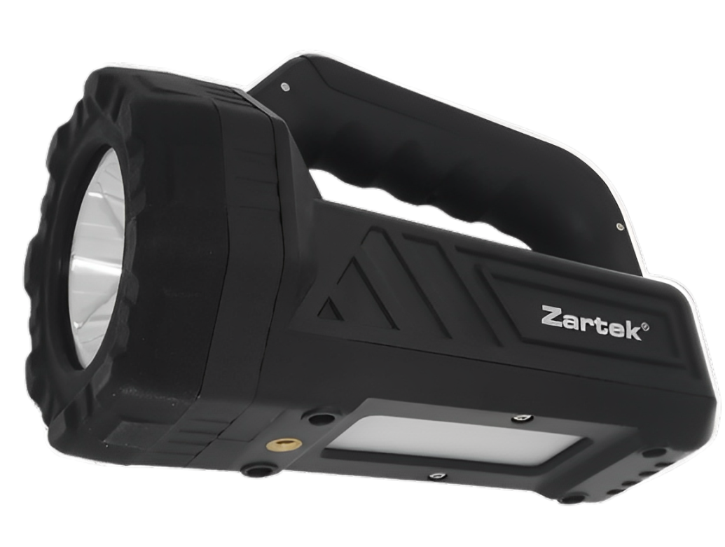 This spotlight has a hard casing and a rubber front that adds extra protection in rugged environments. The metal heat sink helps in cooling the LED chip, ensuring its longevity. The spotlight function can illuminate up to 700 meters, making it perfect for various activities such as security, camping, hunting, and hiking. Additionally, the side light can be used for area illumination.