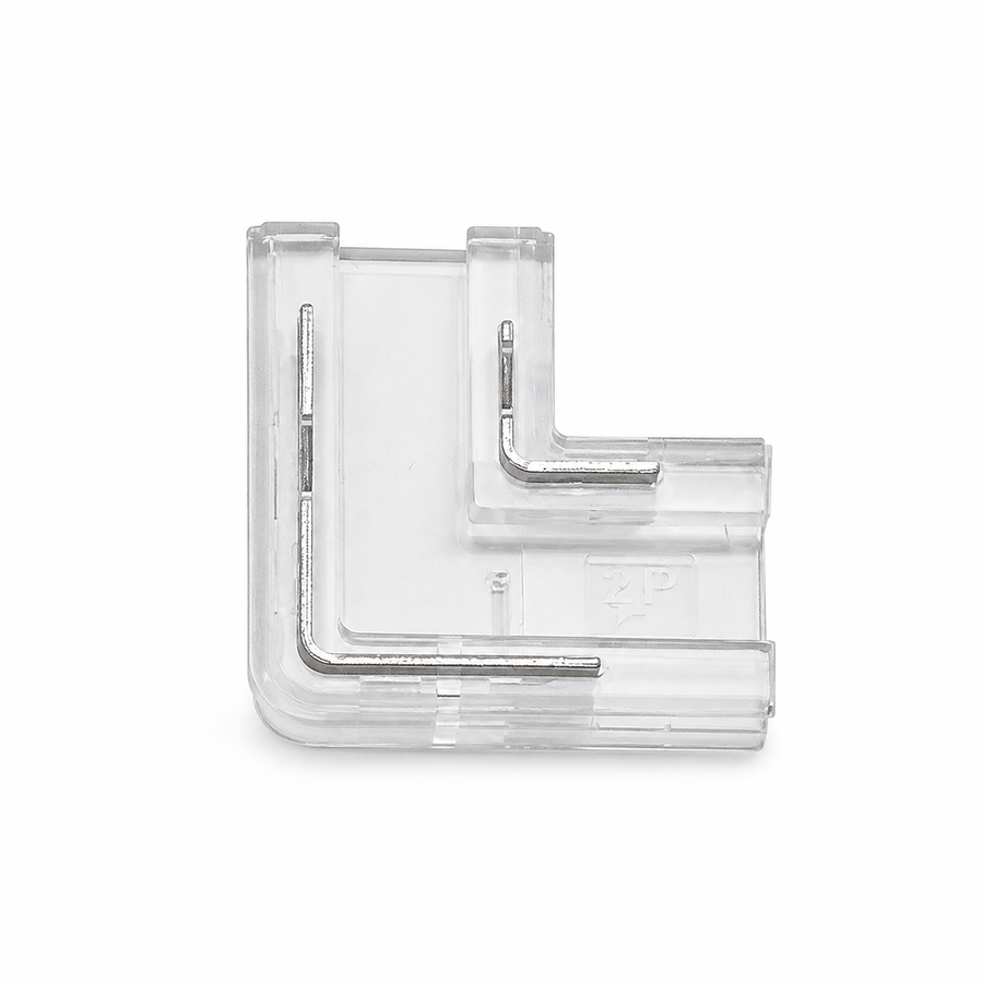L-shaped connector for 24V COB strip lights, designed for seamless right-angle joins.
