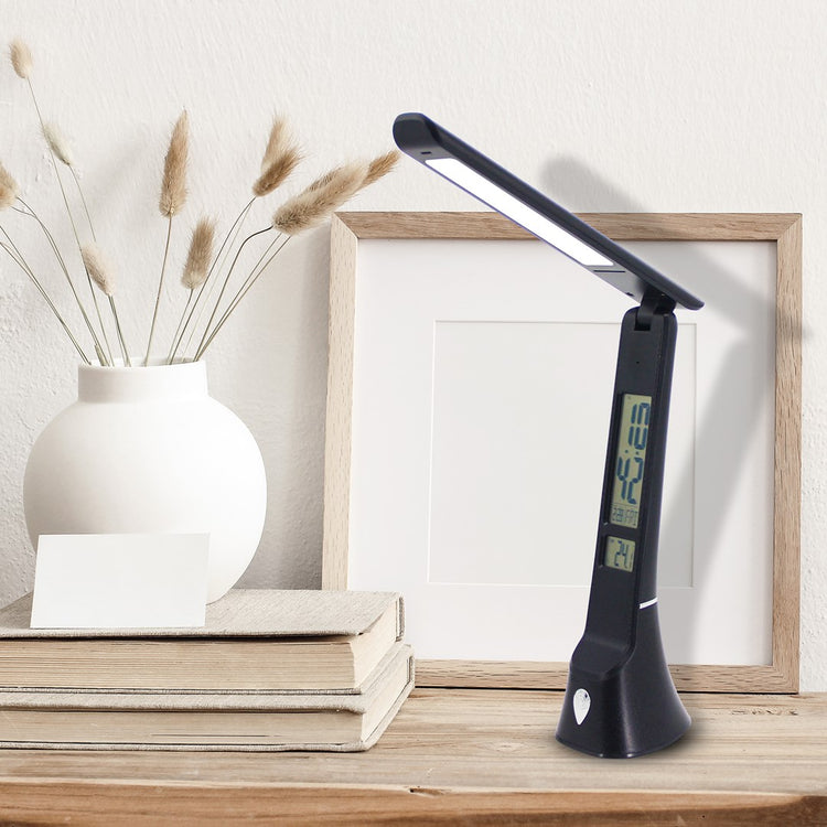 Black Rechargeable Desk Lamp - Alarm, Date & Time Display - Future Light - LED Lights South Africa
