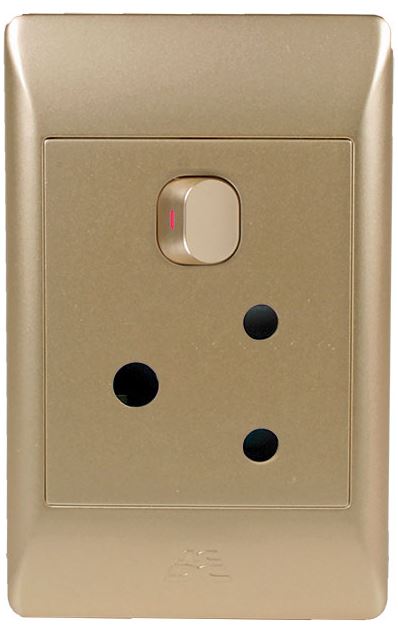 Champagne 1 x 16A Switched Socket (4X2) - Future Light - LED Lights South Africa