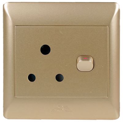 Champagne 1 x 16A Switched Socket (4X4) - Future Light - LED Lights South Africa