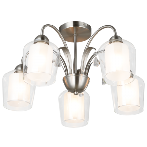 5 Light Satin Chrome Chandelier with Clear Outer Glass and Frosted Inner Glass - Future Light - LED Lights South Africa
