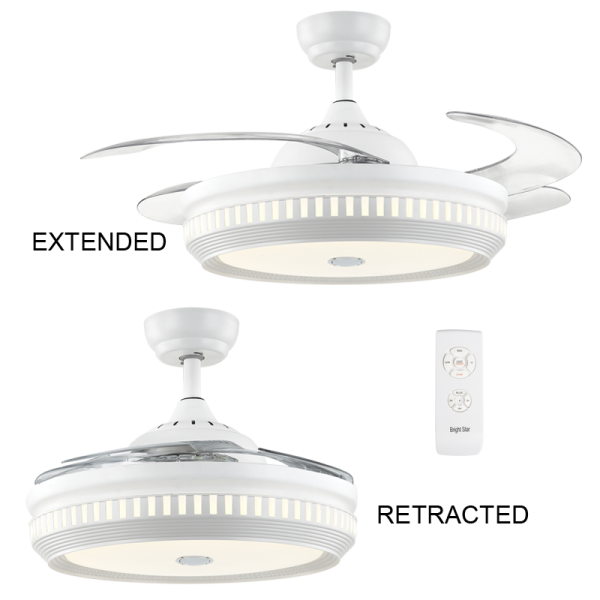 Metal LED Ceiling Fan with 4 Retractable ABS Blades - Future Light - LED Lights South Africa