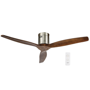 Ceiling Fan - 3 Blade Satin Nickel / Solid Walnut Wood Blades - Future Light - LED Lights South Africa