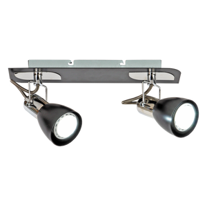 2 Light Polished Chrome and Black Spotlight - Future Light - LED Lights South Africa