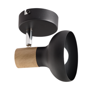 1 Light Black Metal with Wood Finish and Polished Chrome Spotlight - Future Light - LED Lights South Africa