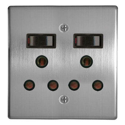 Silver 2 x 16A Switched Socket - Future Light - LED Lights South Africa