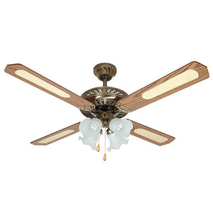 Rattan Ceiling Fan with Light Antique Brass - Future Light - LED Lights South Africa