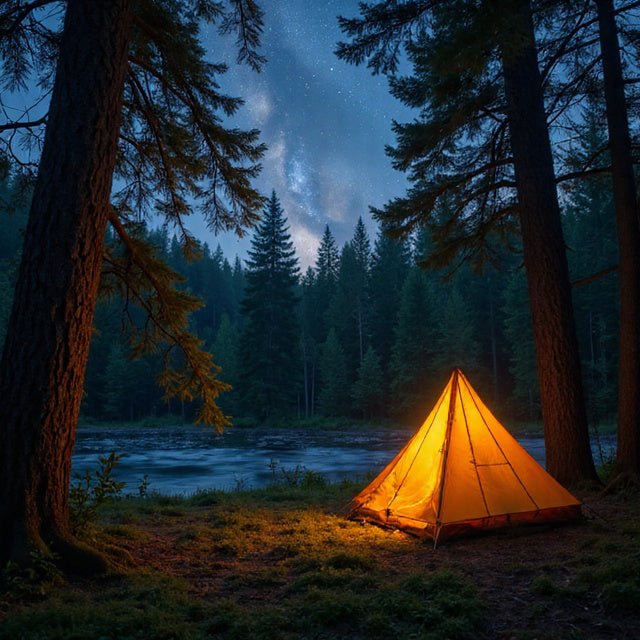yellow camping lights
