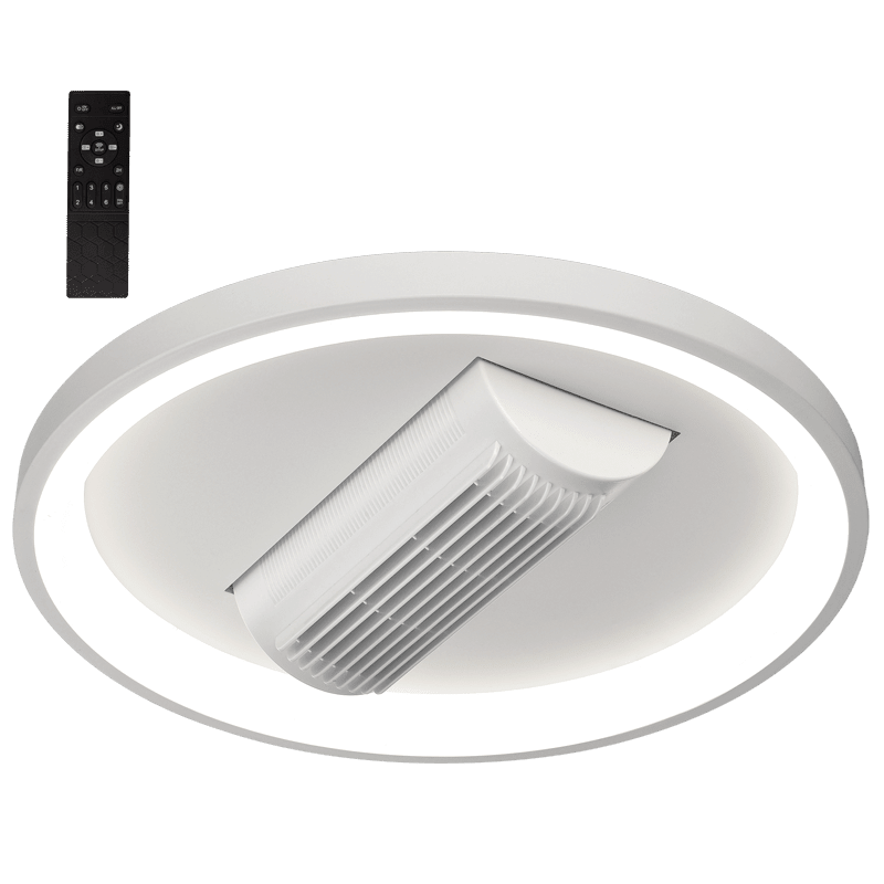 Round LED ceiling fan with remote control and adjustable light