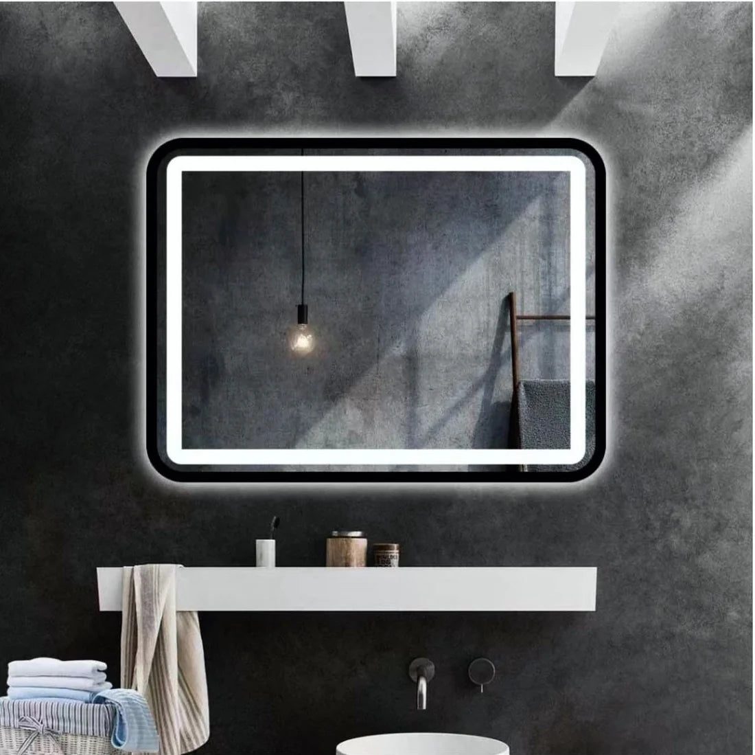 Oscar Black Frame LED Bathroom Mirror