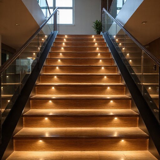 ambient step lights that enhance staircase safety and style