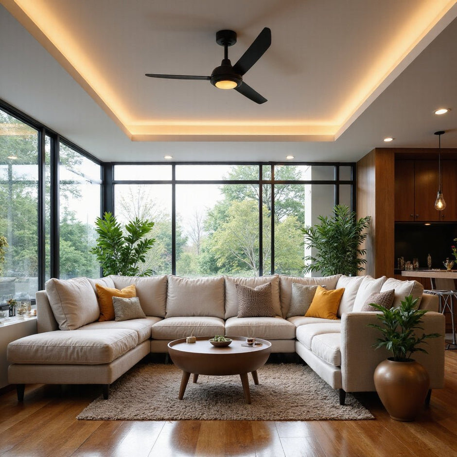 Modern ceiling fan with light for a South African home