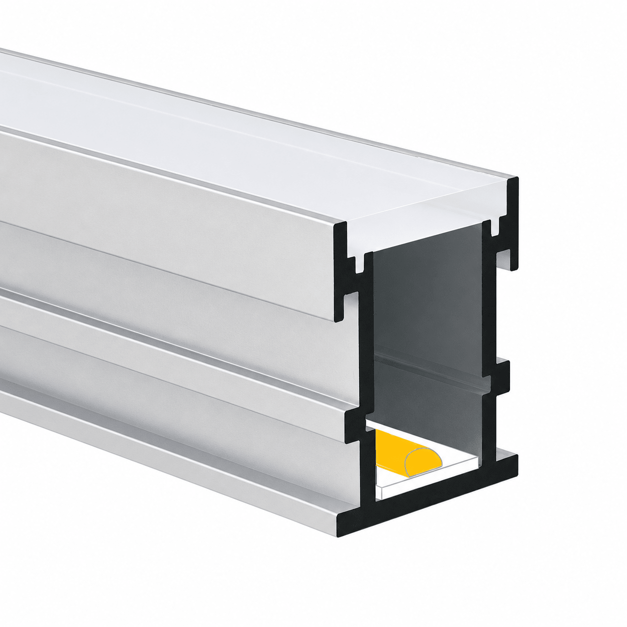 Inground LED extrusion installed beside an outdoor patio and garden edge