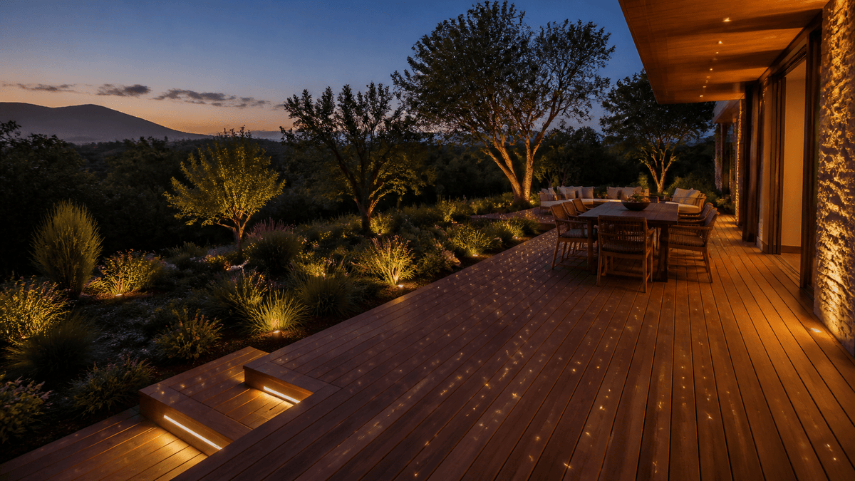 Fibre optic lighting integrated into South African timber decking