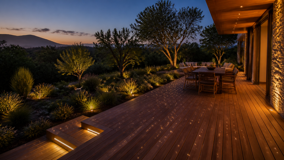 Fibre optic lighting integrated into South African timber decking