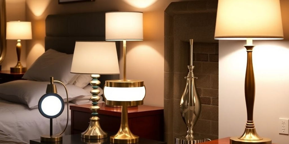Stylish bedside lamps in various designs and styles.