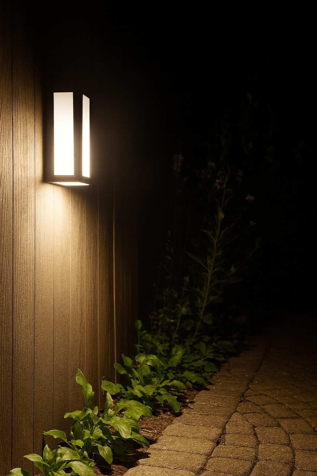Rectangular Black Outdoor Wall Light IP44
