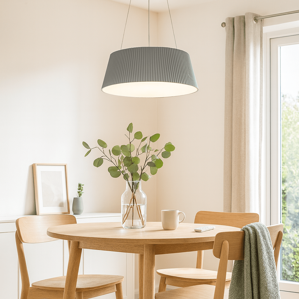 Grey Metal and Acrylic LED Pendant with Remote Control