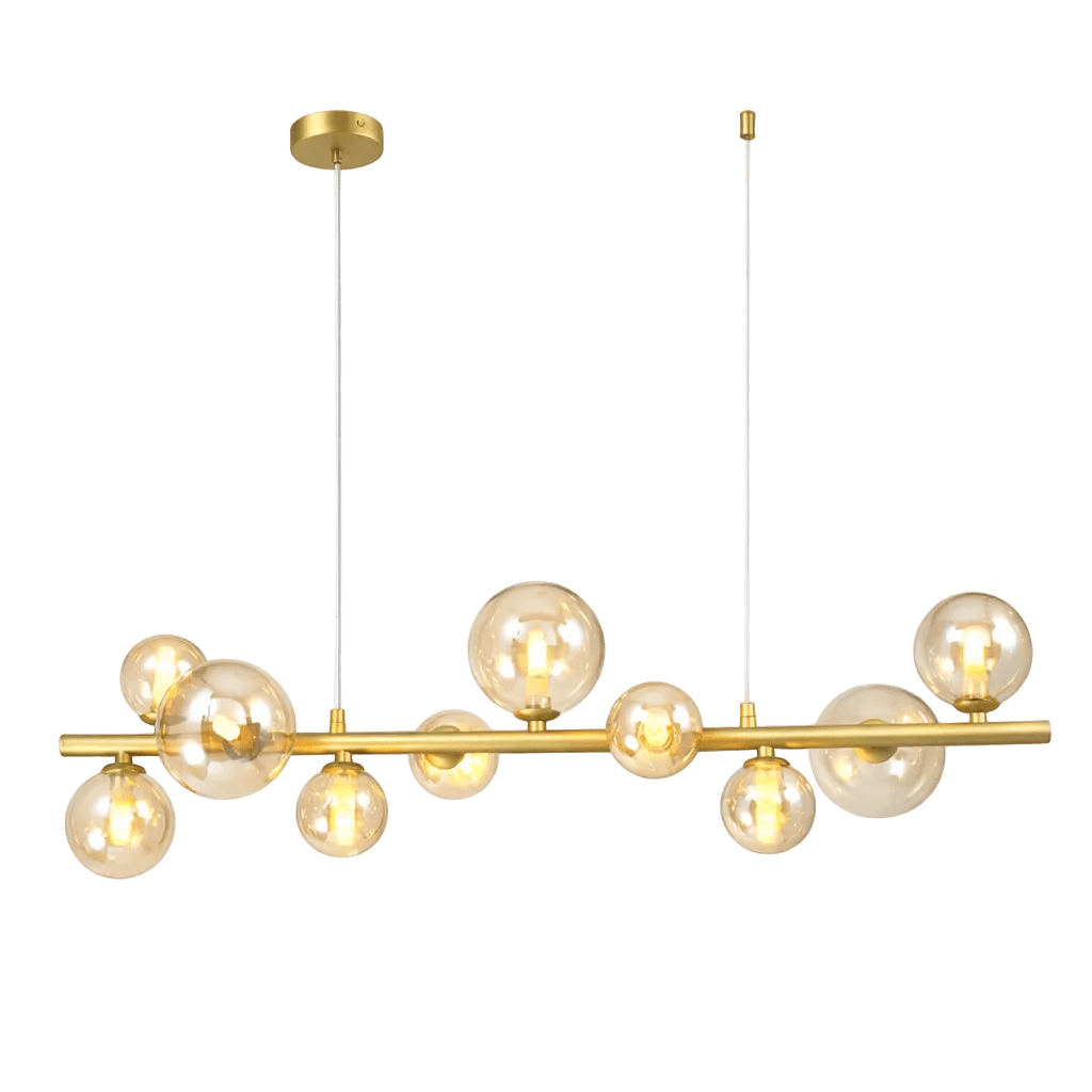 Large Horizontal Bubble Glass Pendant - Gold & Amber Glass
