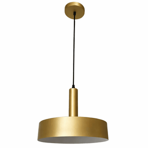 Gold pendant light on a white background