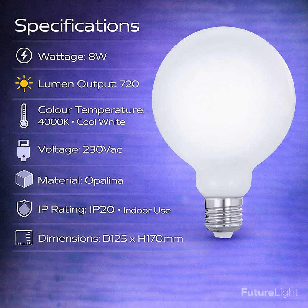 LED Bulb - Frosted Filament 8W Dimmable Opalina