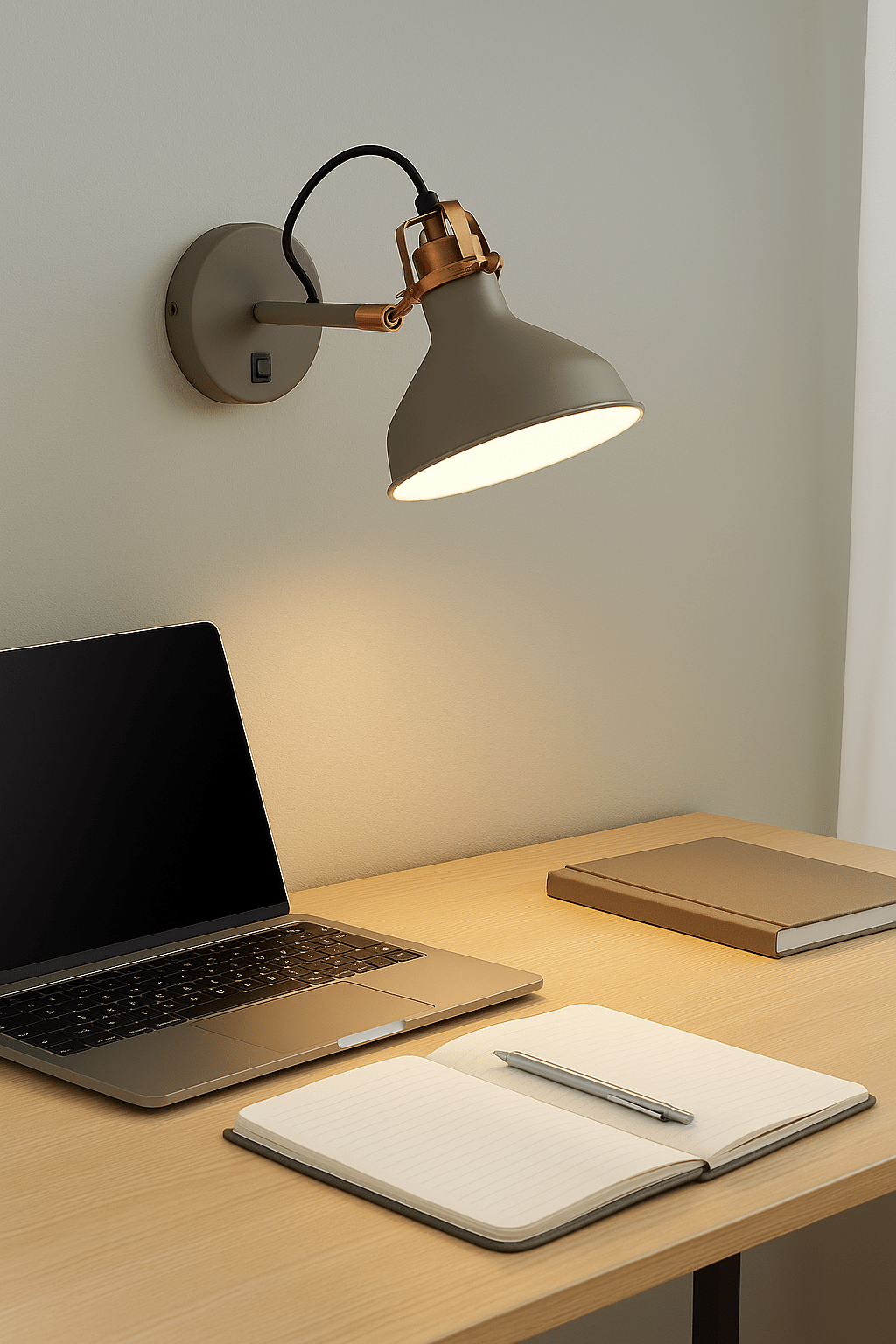 Grey & Copper Indoor Wall Light with Switch