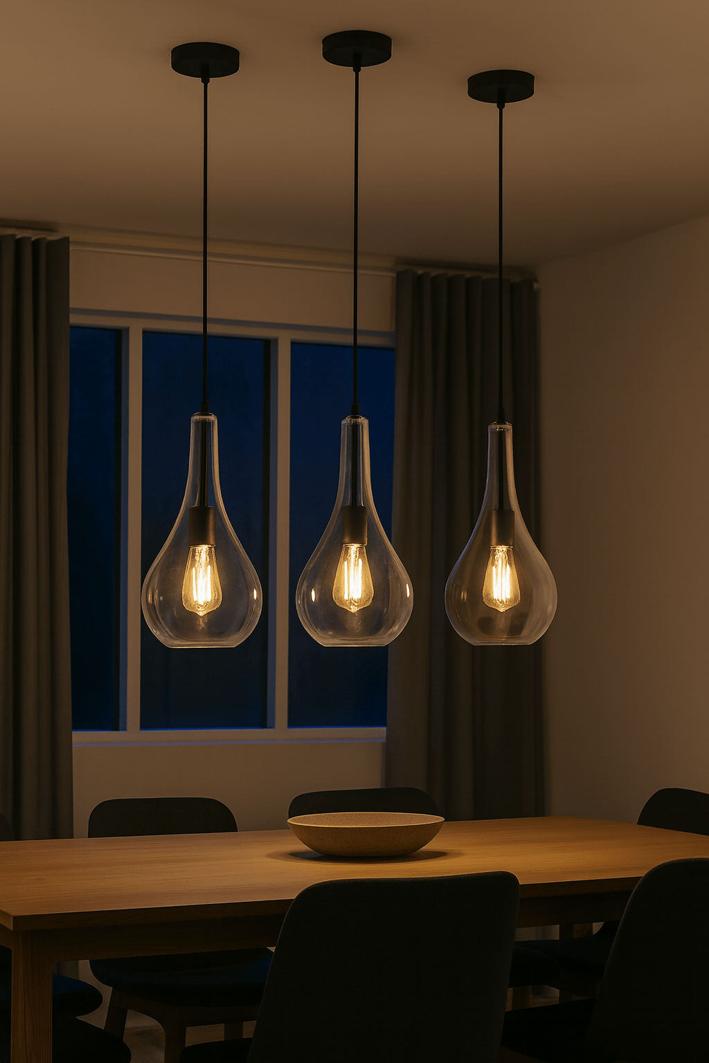 Black Metal Pendant with Clear Glass PEN573