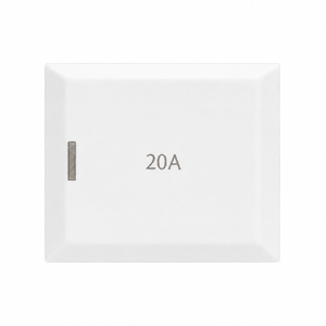 Compact white 20A isolator switch with clear labeling, designed for modular systems.