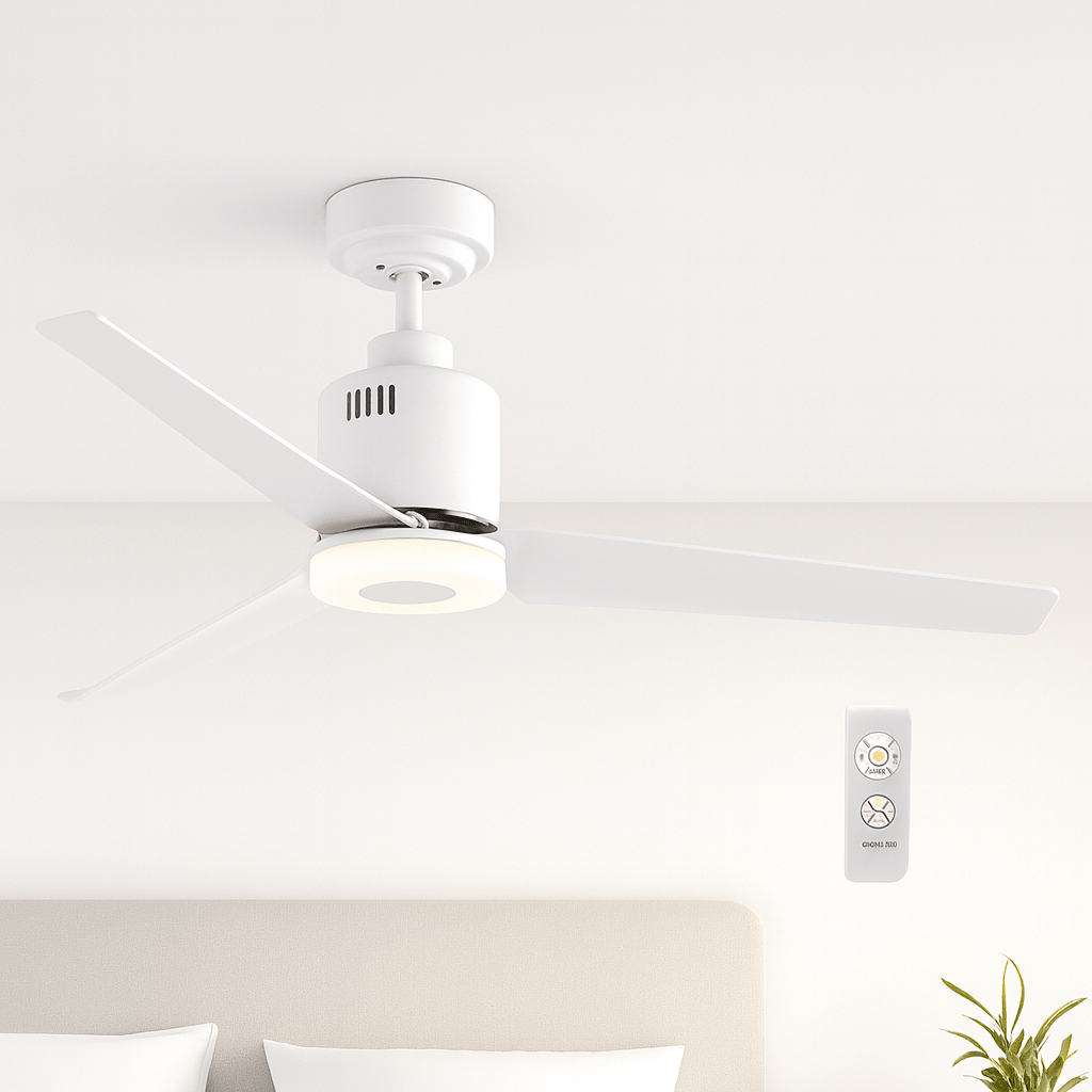 White Metal and ABS LED Ceiling Fan