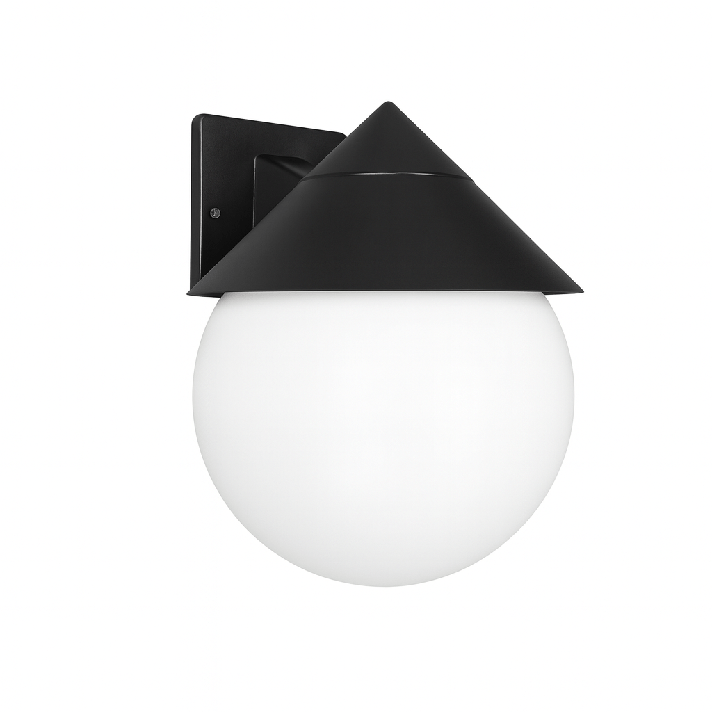 TopHat Outdoor Wall Light - Black with Opal Globe (Coastal)
