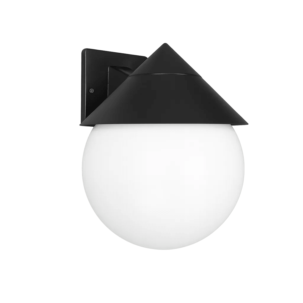 TopHat Outdoor Wall Light - Black with Opal Globe (Coastal)