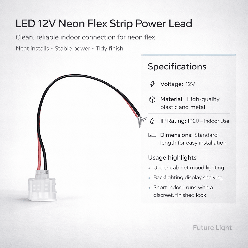 LED 12V Neon Flex Strip Power Lead