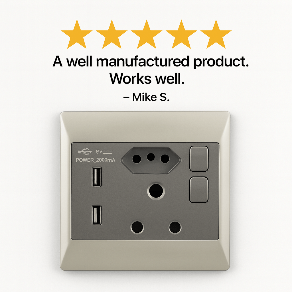 Plug - 16 Amp Plug + New RSA Socket + 2 USB - 4 X 4