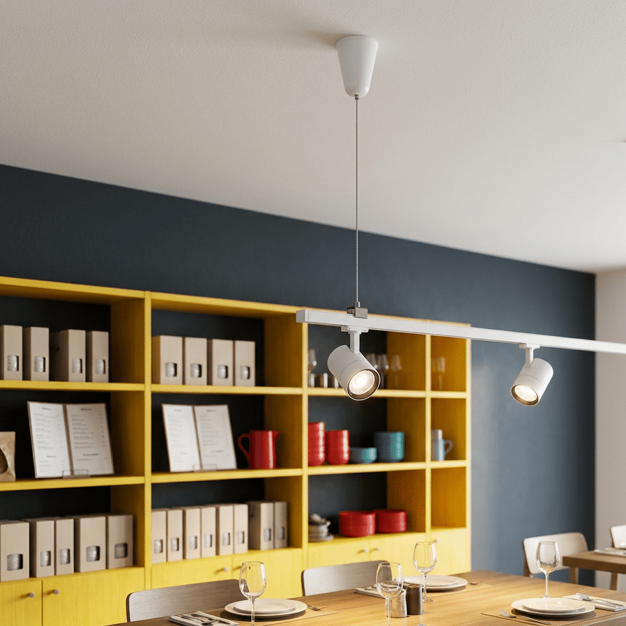 White Suspension Track Kit Metal Wire Ceiling Cup