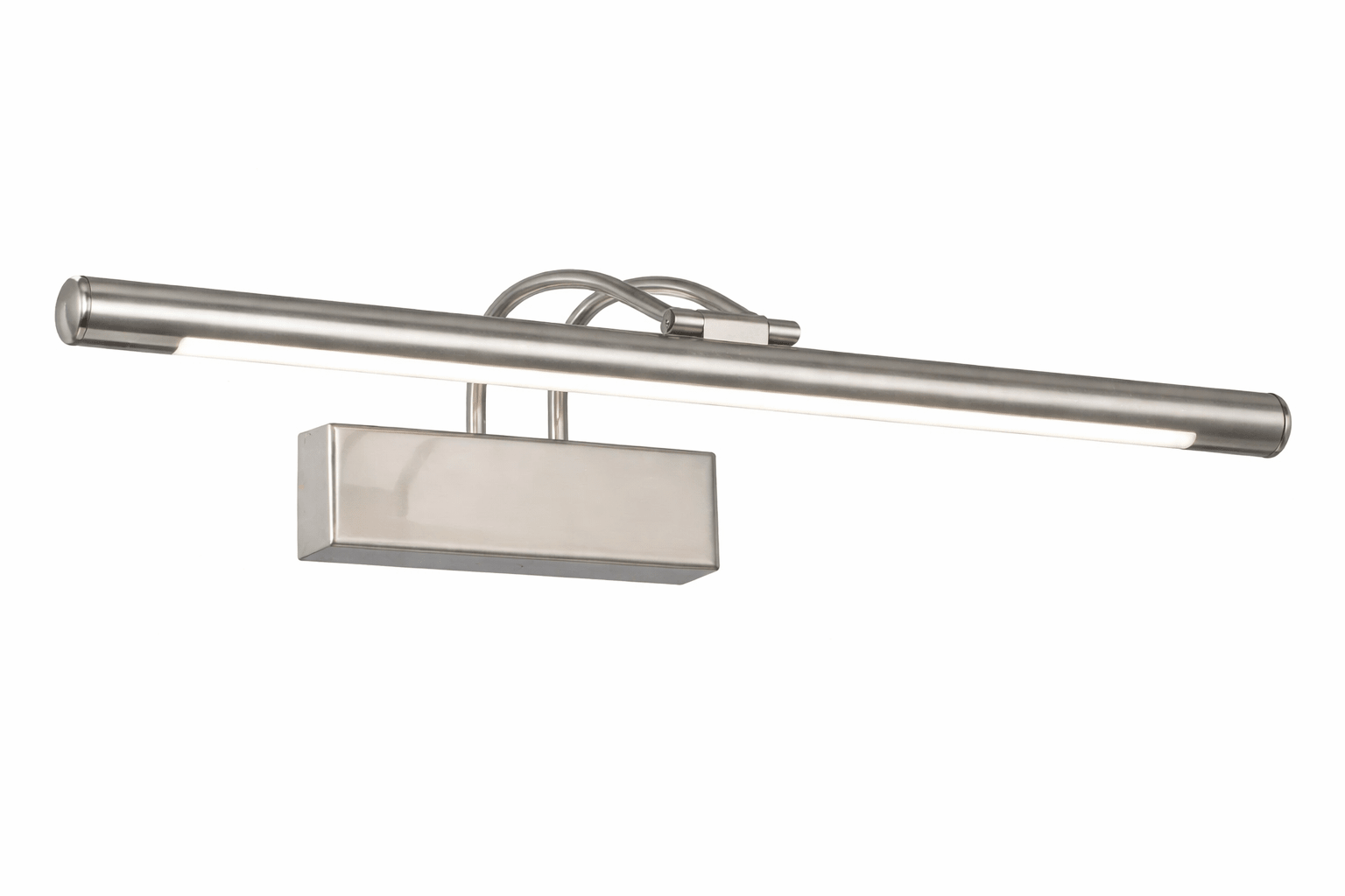 Modern wall-mounted light fixture with a rectangular shade on a white background