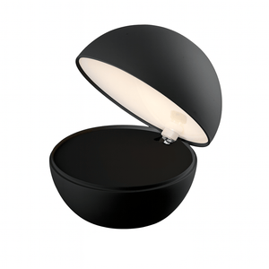 Black spherical light fixture with 'Ambient Glow' text on a white background