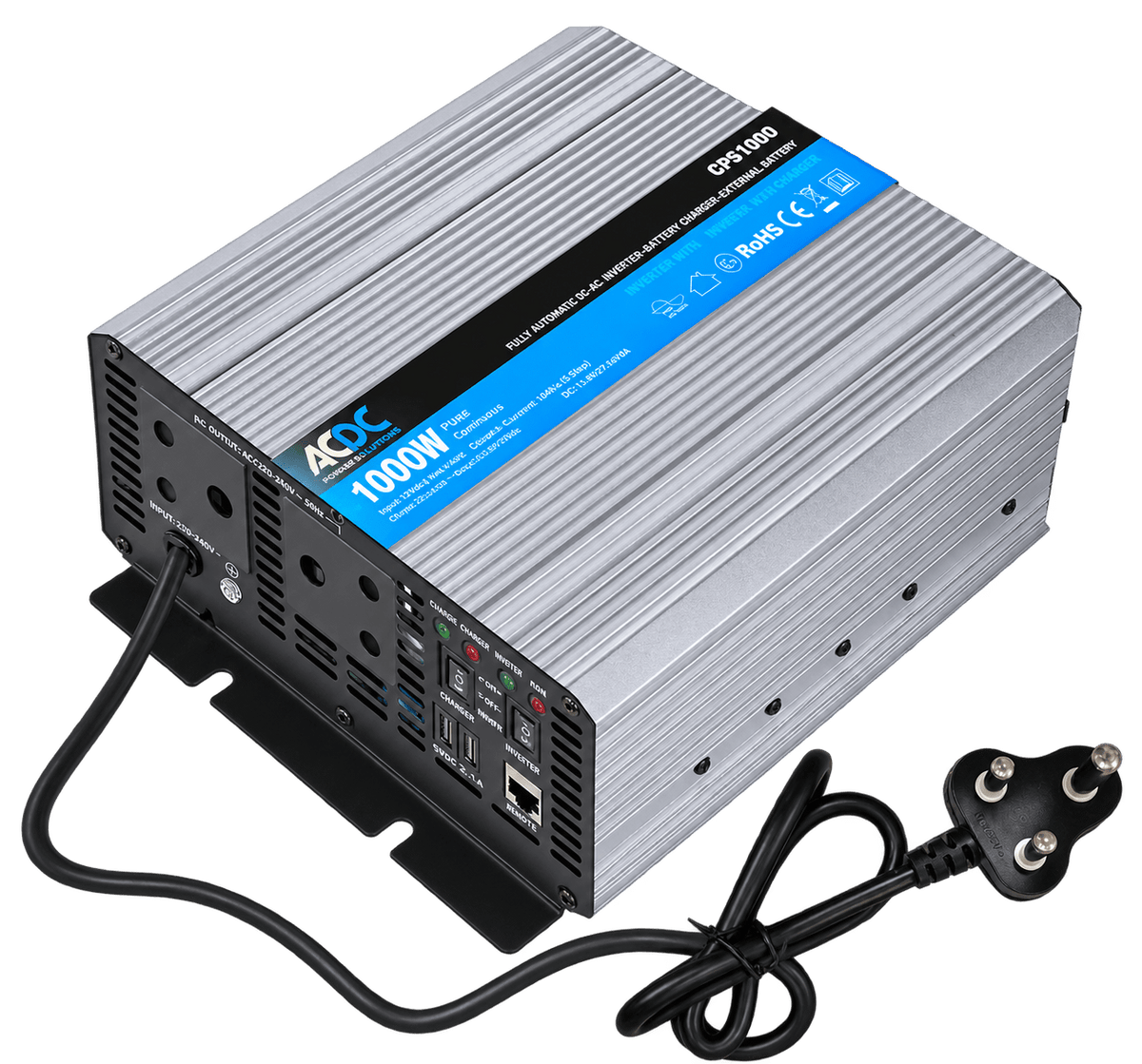 1000W Pure Sine Wave Inverter & Charger product image on a transparent background