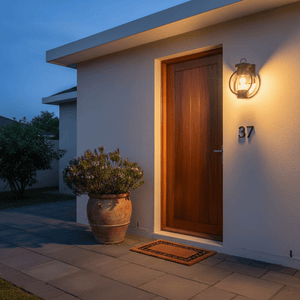 Iron & Speckled Glass Outdoor Wall Light