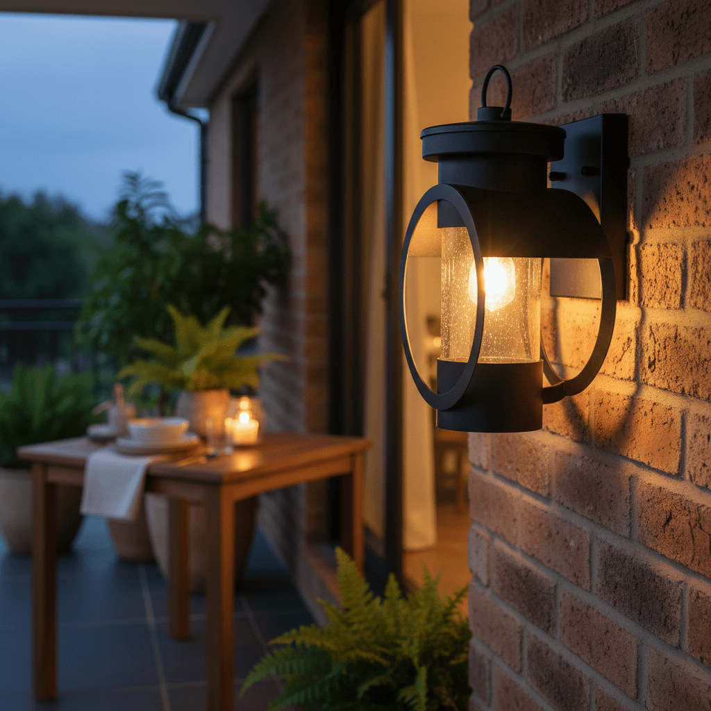 Iron & Speckled Glass Outdoor Wall Light