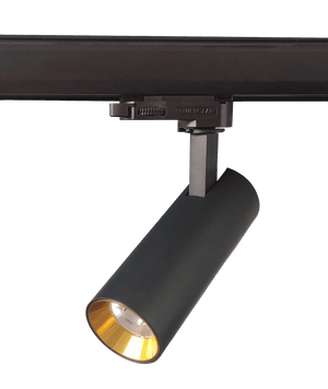 10W LED 3 Wire Track Light with Gold Inner - Black