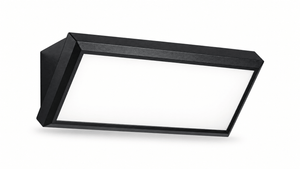 12W black polycarbonate outdoor wall light on a white background