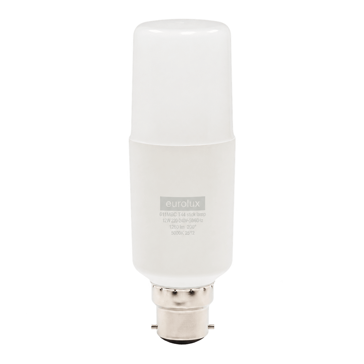 12W Stick LED Bulb – B22, 5000K Daylight, transparent background