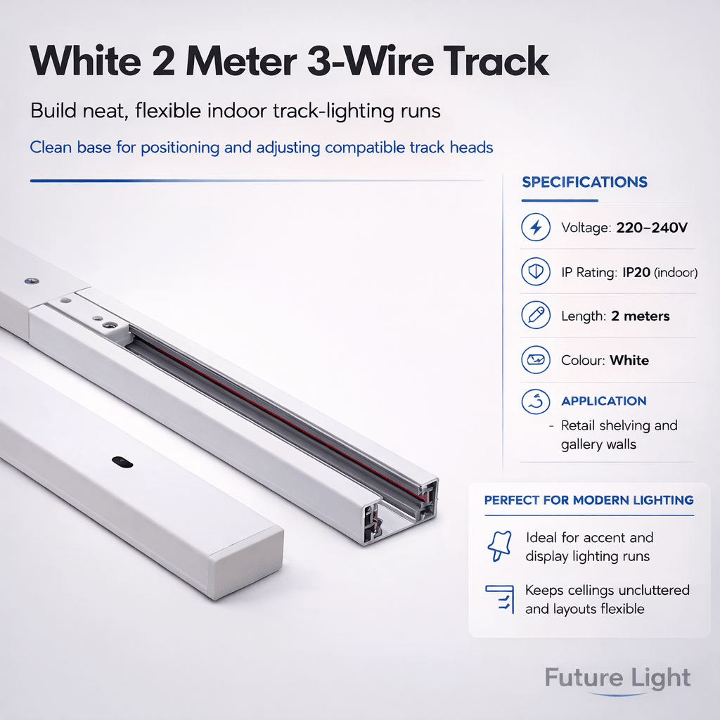 White 2 Meter 3-Wire Track