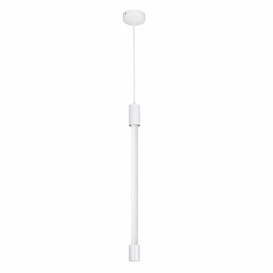 White pendant light suspension kit with adjustable cord and T8 LED tube holder.